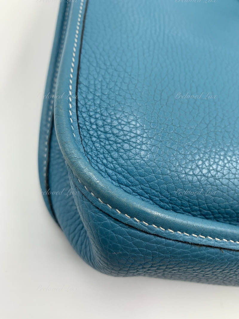 Sold-HERMES Blue Clemence Evelyne I PM Crossbody Bag