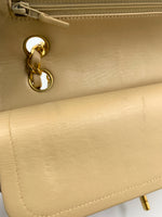 Sold-CHANEL Classic Lambskin Double Flap Medium Shoulder Bag - Beige Gold Hardware