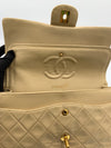 Sold-CHANEL Classic Lambskin Double Flap Medium Shoulder Bag - Beige Gold Hardware