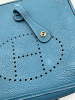 Sold-HERMES Blue Clemence Evelyne I PM Crossbody Bag