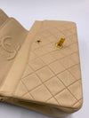 Sold-CHANEL Classic Lambskin Double Flap Medium Shoulder Bag - Beige Gold Hardware