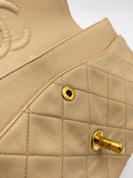 Sold-CHANEL Classic Lambskin Double Flap Medium Shoulder Bag - Beige Gold Hardware