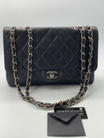 Sold-CHANEL Classic Caviar Jumbo Single Flap Bag Black/Silver hardware