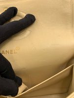 Sold-CHANEL Classic Lambskin Double Flap Medium Shoulder Bag - Beige Gold Hardware