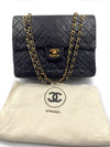 Sold-CHANEL Classic Lambskin Double Chain Double Flap Medium Square Bag Black / Gold Hardware