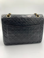 Sold-CHANEL Classic Lambskin Double Chain Double Flap Medium Square Bag Black / Gold Hardware