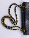 Sold-CHANEL Classic Lambskin Double Chain Double Flap Medium Square Bag Black / Gold Hardware