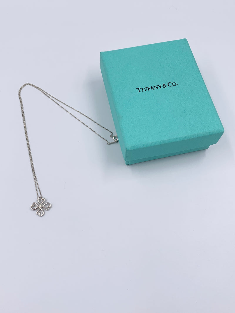 Sold-Tiffany 
Co 925 Silver Paloma Picasso Loving Heart Pendent with Round Diamond Necklace