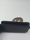 Sold-CHANEL Classic Lambskin Chain Mini Full Flap Bag 19 black/gold