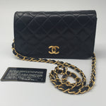 Sold-CHANEL Classic Lambskin Chain Mini Full Flap Bag 19 black/gold