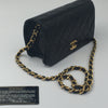 Sold-CHANEL Classic Lambskin Chain Mini Full Flap Bag 19 black/gold