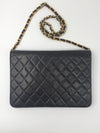 Sold-CHANEL Classic Lambskin Chain Flap Bag/clutch 25 (2) black/gold