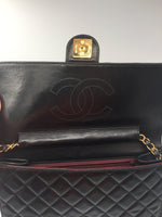 Sold-CHANEL Classic Lambskin Chain Flap Bag/clutch 25 (2) black/gold