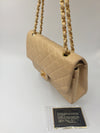 Sold-CHANEL Classic Lambskin Double Chain Double Flap Bag 25 beige/gold