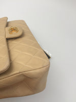 Sold-CHANEL Classic Lambskin Double Chain Double Flap Bag 25 beige/gold