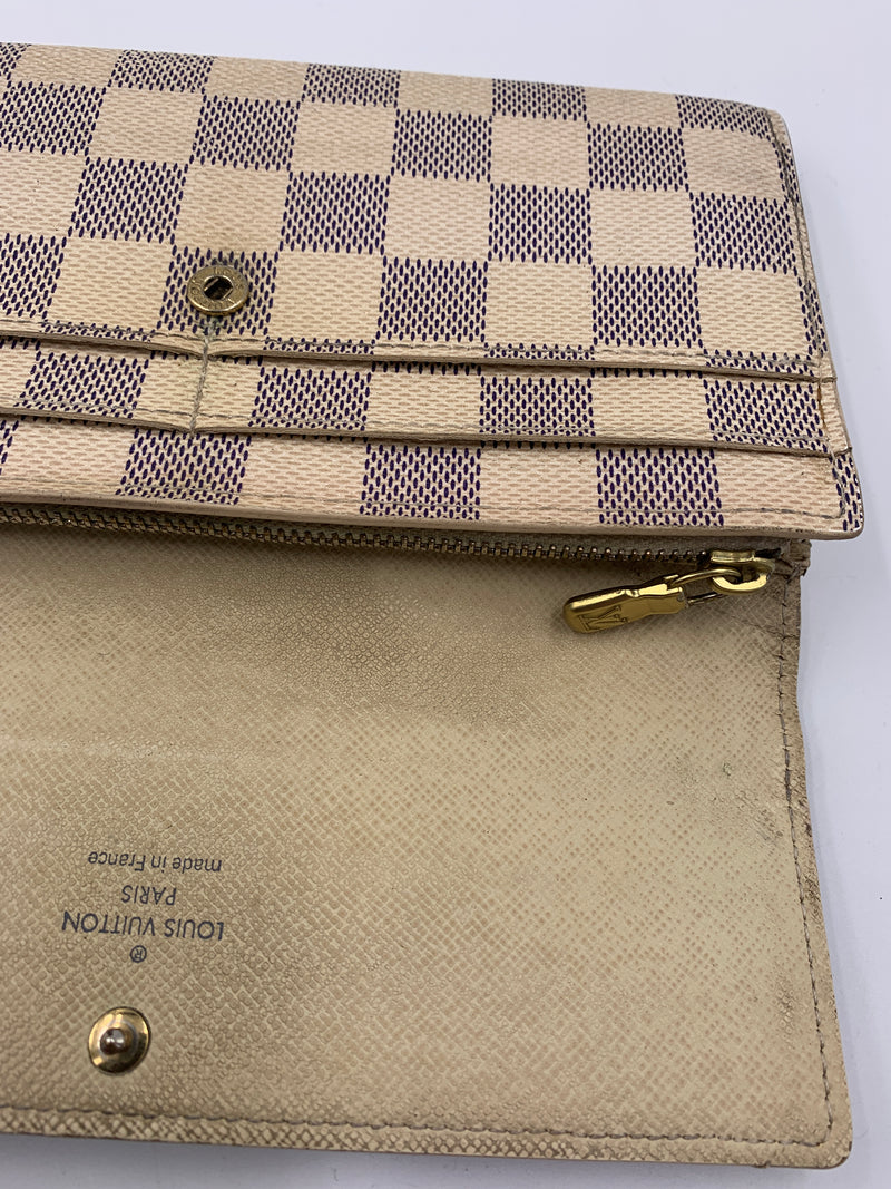 Louis Vuitton Damier Azur White Long Wallet