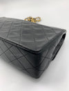 CHANEL Lambskin Double Chain Small Vintage Flap Black / Gold Hardware