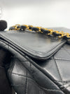 CHANEL Lambskin Double Chain Small Vintage Flap Black / Gold Hardware