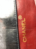 CHANEL Lambskin Double Chain Small Vintage Flap Black / Gold Hardware