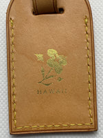 LOUIS VUITTON Small Leather Luggage Tag with Hawaii Hibiscus Flower Stamp