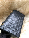 CHANEL Lambskin Double Chain Small Vintage Flap Black / Gold Hardware