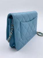 Sold-CHANEL CC Wallet-on-the-chain WOC Lambskin Crossbody Bag - Baby Blue