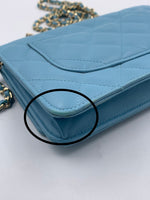 Sold-CHANEL CC Wallet-on-the-chain WOC Lambskin Crossbody Bag - Baby Blue