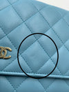 Sold-CHANEL CC Wallet-on-the-chain WOC Lambskin Crossbody Bag - Baby Blue