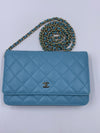 Sold-CHANEL CC Wallet-on-the-chain WOC Lambskin Crossbody Bag - Baby Blue