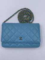 Sold-CHANEL CC Wallet-on-the-chain WOC Lambskin Crossbody Bag - Baby Blue