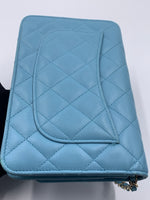 Sold-CHANEL CC Wallet-on-the-chain WOC Lambskin Crossbody Bag - Baby Blue