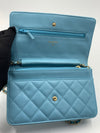 Sold-CHANEL CC Wallet-on-the-chain WOC Lambskin Crossbody Bag - Baby Blue