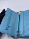 Sold-CHANEL CC Wallet-on-the-chain WOC Lambskin Crossbody Bag - Baby Blue