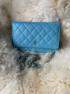 Sold-CHANEL CC Wallet-on-the-chain WOC Lambskin Crossbody Bag - Baby Blue