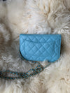 Sold-CHANEL CC Wallet-on-the-chain WOC Lambskin Crossbody Bag - Baby Blue