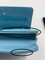 Sold-CHANEL CC Wallet-on-the-chain WOC Lambskin Crossbody Bag - Baby Blue