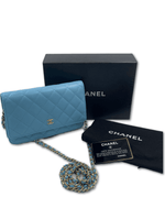 Sold-CHANEL CC Wallet-on-the-chain WOC Lambskin Crossbody Bag - Baby Blue