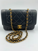 Sold-CHANEL Lambskin Small Diana Single Chain Single Flap Bag Black/gold hardware