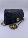 Sold-CHANEL Iridescent Calfskin Flap Crossbody Bag - Black Gold Hardware