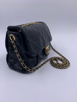 Sold-CHANEL Iridescent Calfskin Flap Crossbody Bag - Black Gold Hardware