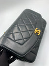 Sold-CHANEL Lambskin Small Diana Single Chain Single Flap Bag Black/gold hardware