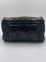 Sold-CHANEL Iridescent Calfskin Flap Crossbody Bag - Black Gold Hardware