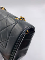 Sold-CHANEL Lambskin Small Diana Single Chain Single Flap Bag Black/gold hardware