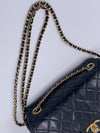 Sold-CHANEL Iridescent Calfskin Flap Crossbody Bag - Black Gold Hardware