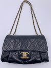 Sold-CHANEL Iridescent Calfskin Flap Crossbody Bag - Black Gold Hardware