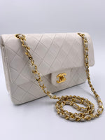 Sold-CHANEL Small Classic Double Flap Bag White (off-white) with Gold Hardware