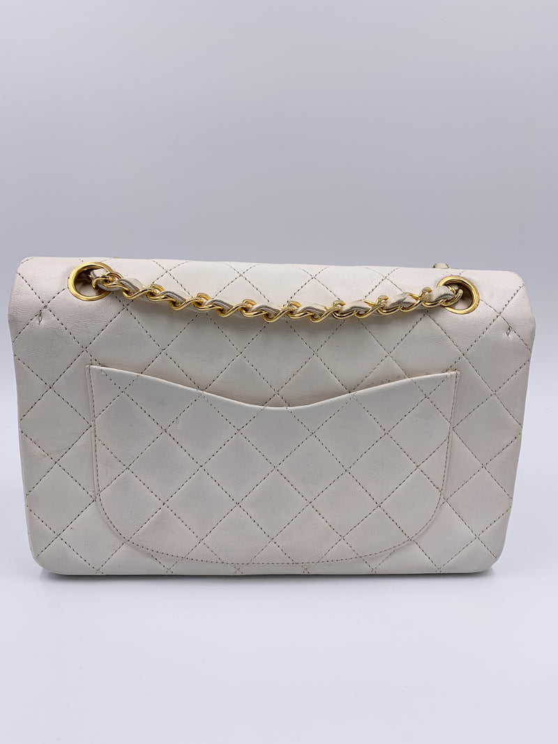 Sold-CHANEL Small Classic Double Flap Bag White (off-white) with Gold Hardware