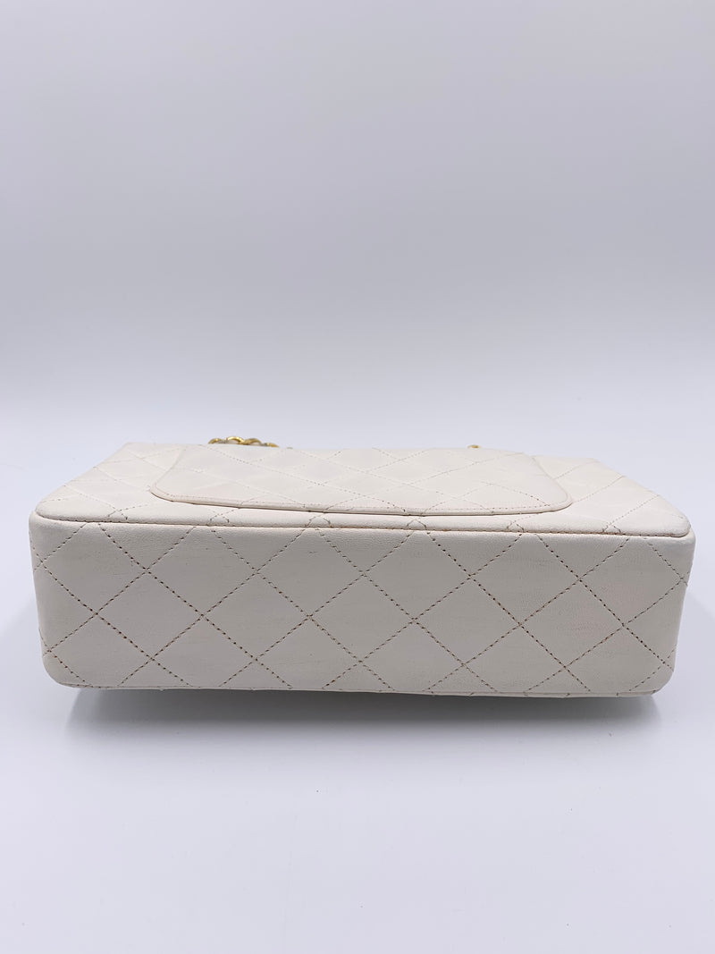 Sold-CHANEL Small Classic Double Flap Bag White (off-white) with Gold Hardware