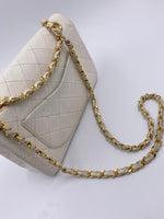 Sold-CHANEL Small Classic Double Flap Bag White (off-white) with Gold Hardware