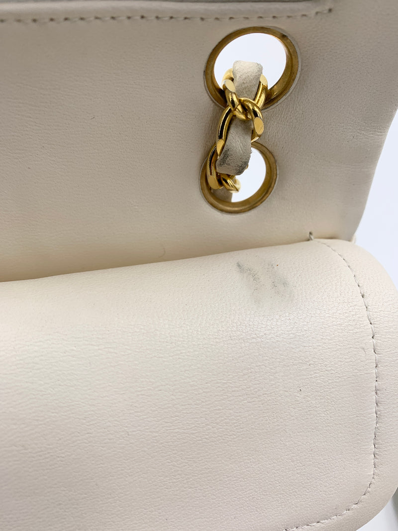 Sold-CHANEL Small Classic Double Flap Bag White (off-white) with Gold Hardware